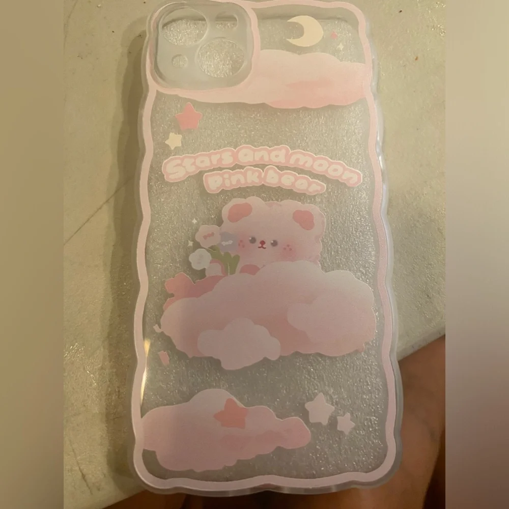 iPhone 14 Case, compatible, Cartoon Floral Bear, Slim Soft TPU Transparent, NWT